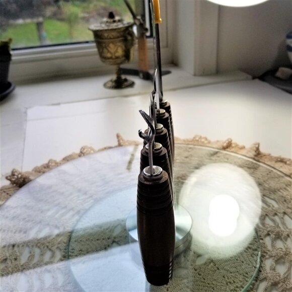 Vintage Mid Century Bar Tool Set with Wood Barrel Handles Ideal Viking - Picture 7 of 11